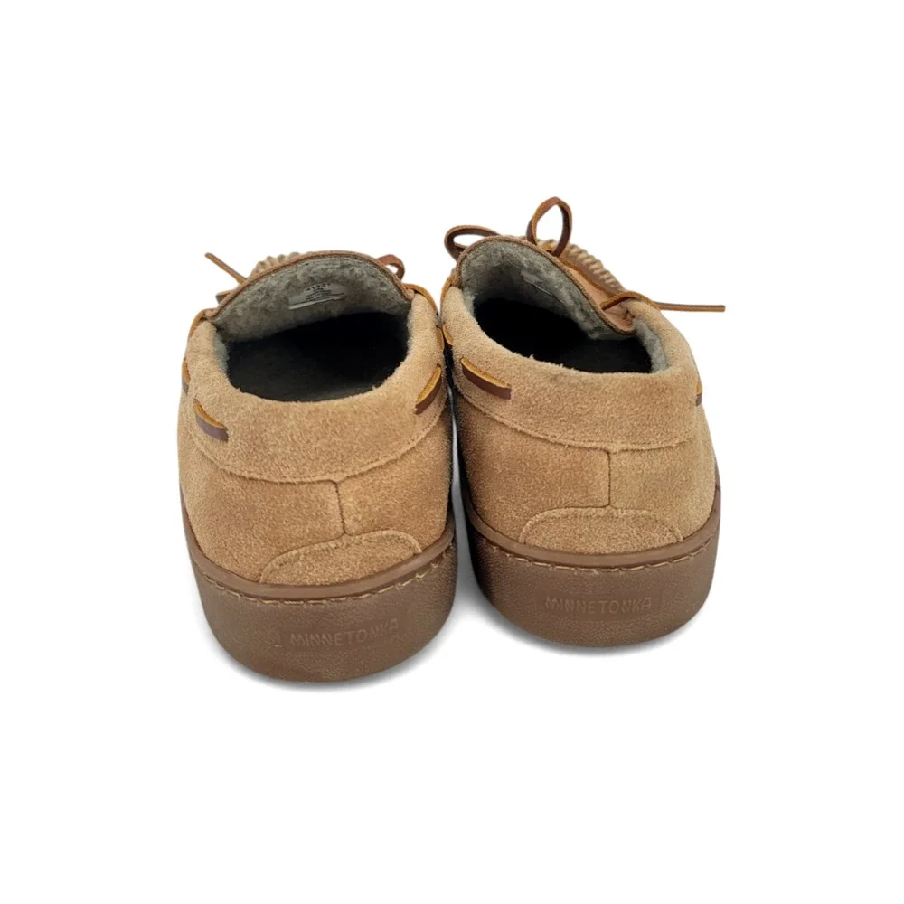 Minnetonka Men's Suede Moccasin Slippers Size‎ 8 Faux Fur Lined Indoor Outdoor